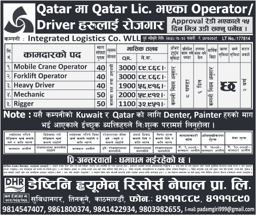Forklift Operator, Driver, Mechanic & Others 