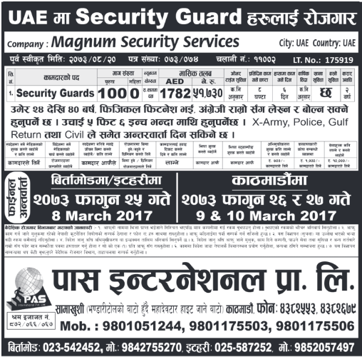 Vacancy for Security Guard 