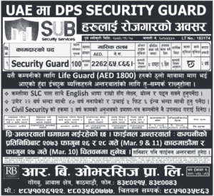 Vacancy For Security Guard