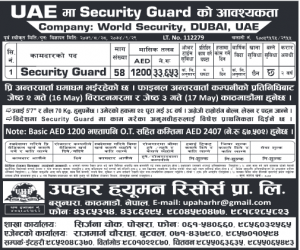 Vacancy for Security Guard