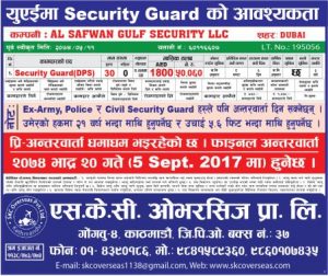 Vacancy for security Guard