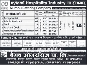 Receptionist, Cook, Assistant Cook & Other