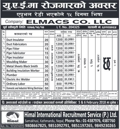 Pipe Fitter, Plumber, Labour & Other 